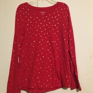 NWOT Girl’s Red Long Sleeve Shirt with Gold Stars